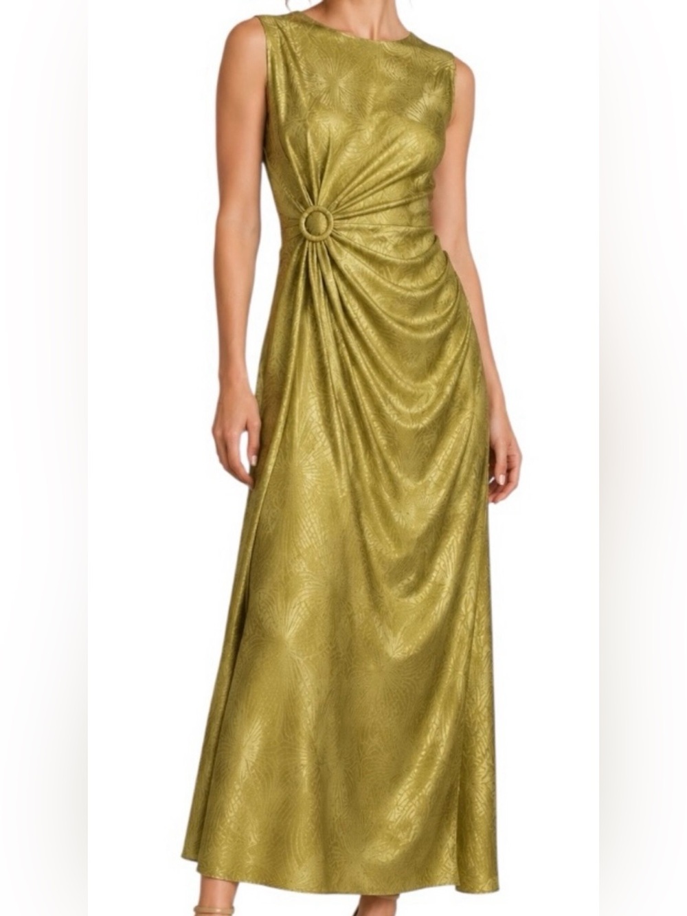 House of Harlow 1960 Satin Dress Side Slit Keyhole Maxi Dress